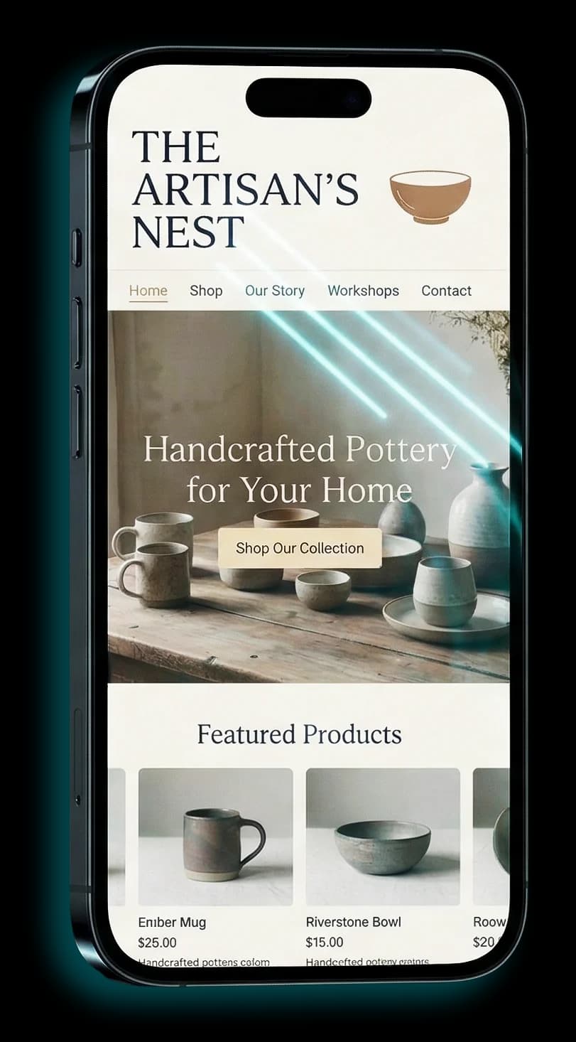 Mobile website design on iPhone, built in 96 hours by 96 Hour Sites